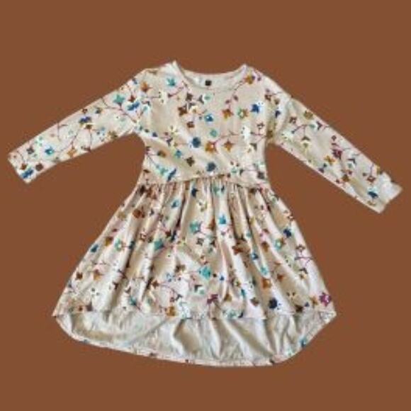 Tea Collection Pink Asymmetrical Wrap Style Dress - Girls Size 5 - Picture 2 of 3